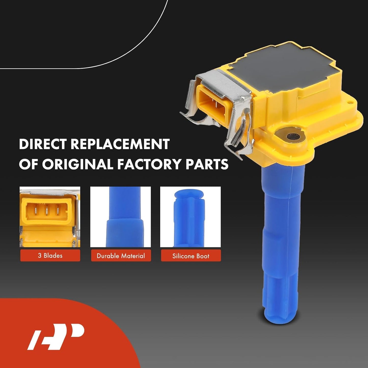 A-Premium (Yellow) Set of 8 Ignition Coil Pack and Iridium Spark Plugs Compatible with Volkswagen Passat 1998-1999, Golf 2002/2004-2005 & Audi A4 1997-2000, A4 Quattro 1997-2000, A8 Quattro 1997-1999