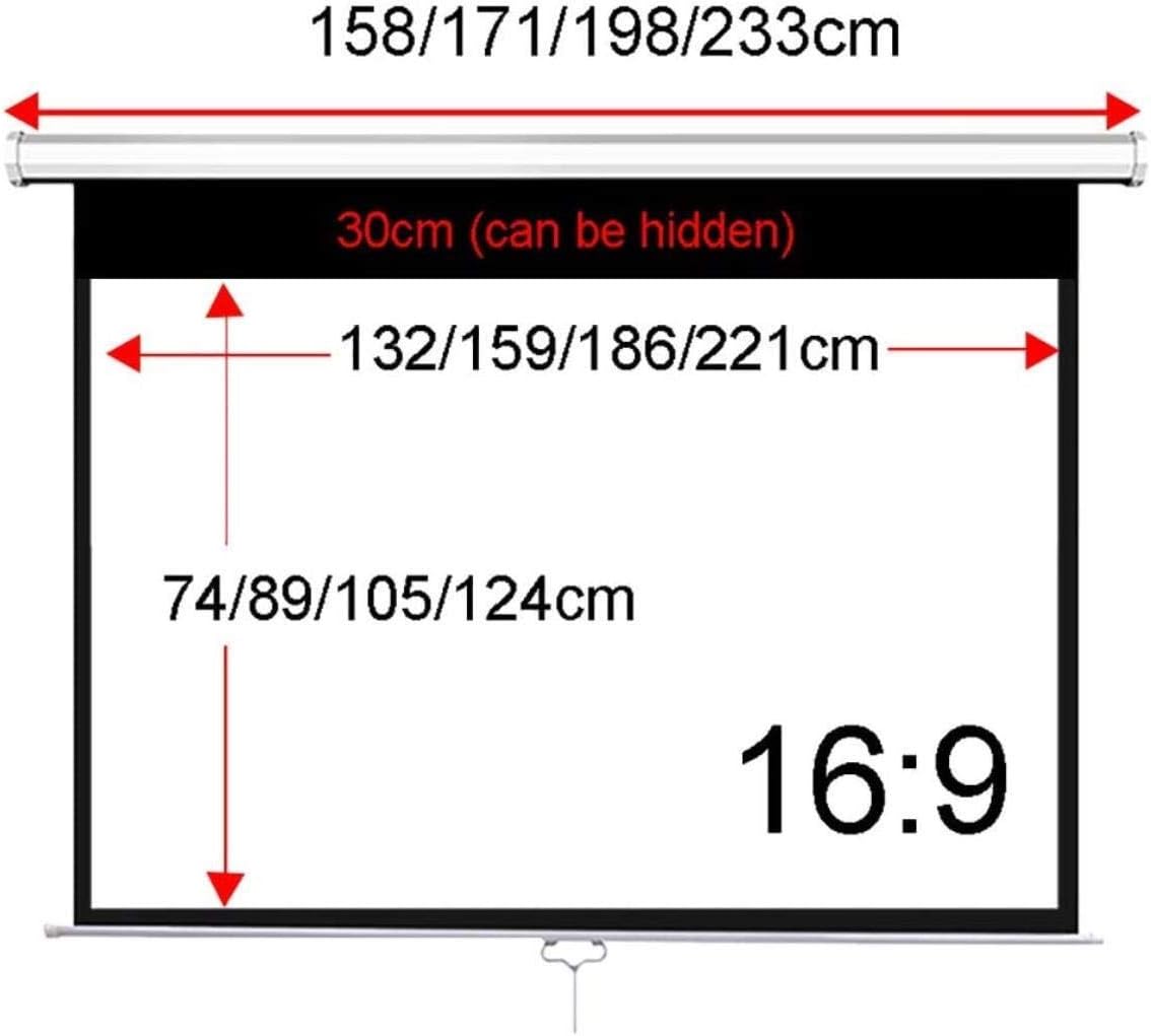 Wall-Mounted HD Manual Wrinkle-Free Manual Screen Self-Locking Screen Projector Screen, for Home Theater Classroom Or Office Presentation (16:09 84inch)