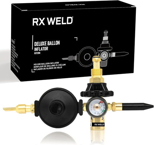 RX WELD Helium Tank Regulator Latex Balloon Filler Valve, CGA-580 Tank, Dual Latex And Foil Ballon Inflator (With Auto Foil Balloon Shut Off Valve)