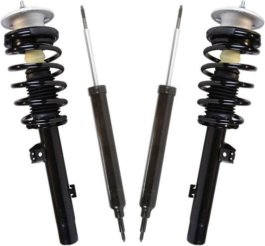 AutoShack Front Complete Strut & Coil Spring Assembly with Rear Shock Absorbers Set for BMW 128i 135i 2007-2013 328i 335i 2013 135is | Full-vehicle Suspension System Replacement Kit SUSPPK01743
