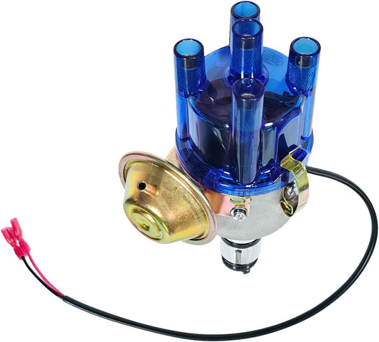034 Vacuum Advance Electronic Distributor Fits for VW Bug Beetle Campmobile Fastback Karmann Ghia Squareback Transporter 1954-1979,Replace 0231170034 0231170034EL (Blue Plastic Cap)