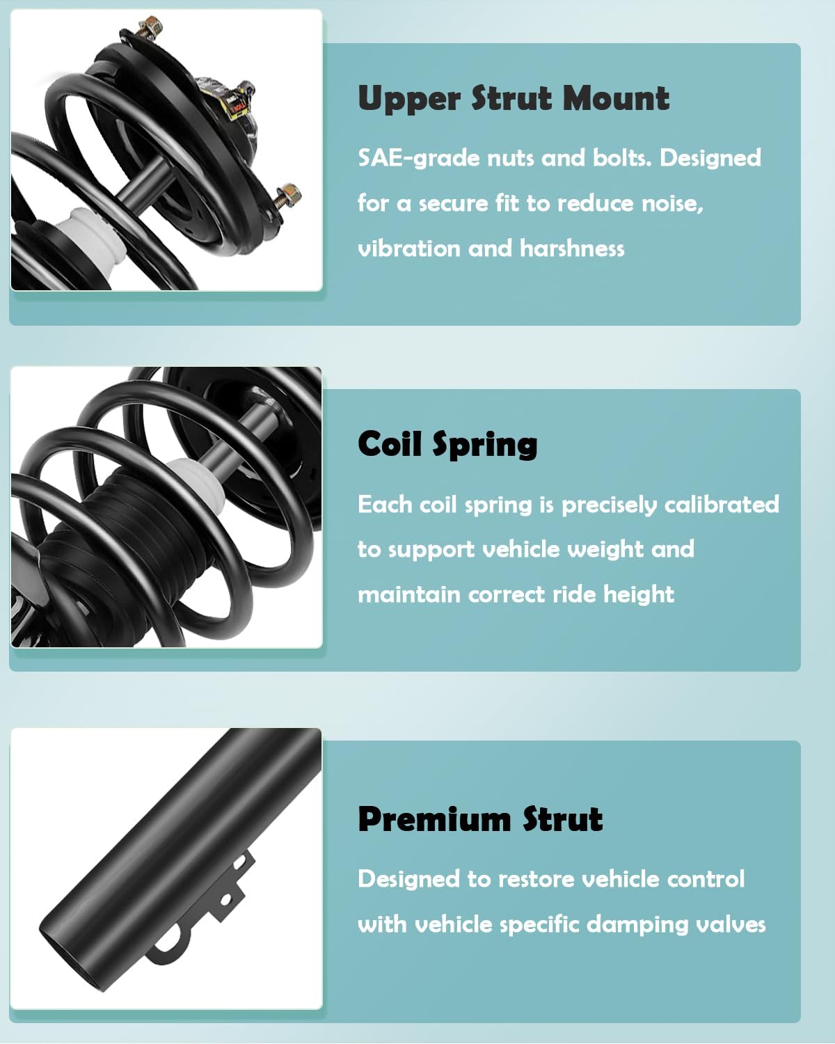 SCITOO Front Shock Absorber Assembly Fit for 1996-2007 for Ford for Taurus, 1996-2005 for Mercury for Sable, Complete Shock and Strut Assembly Kit Fit for 171615 2PCS