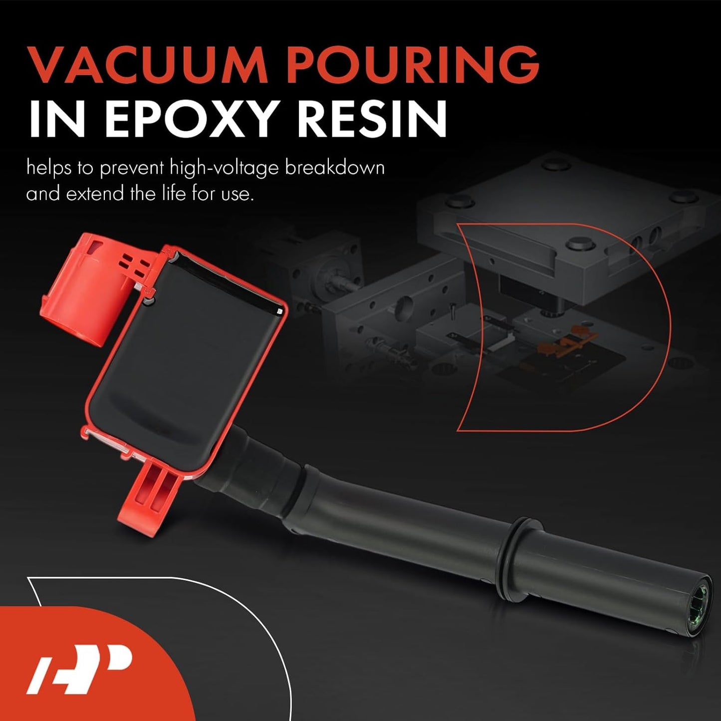 A-Premium (Red) Engine Ignition Coil Pack Compatible with Mercedes-Benz C300, C350, E300, E350, E400, E550, GLK350, GLE550, GL450, S550, S600, SL550, SLK350, R350, E63 GLE63 GL63 S63 GLS63 CLS63 AMG