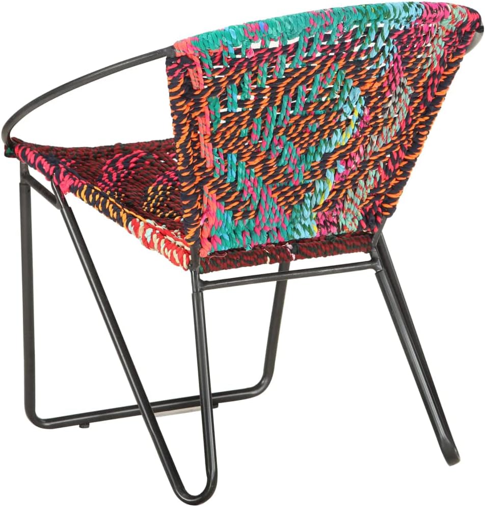 Circle Chair,Reading Chair,Room Chair,Living Room Chair,Accent Chair,Ring-Shaped Design,for Living Room, Bedroom, Office, Dorm, Multicolors Chindi Fabric