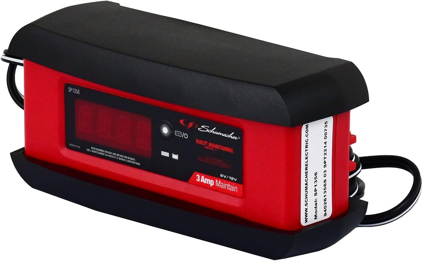Schumacher Electric 3A Car Battery Charger and Maintainer, 3-in-1 Solution, for 6V\/12V Power Sport, Automotive, and Marine Batteries, SP1356