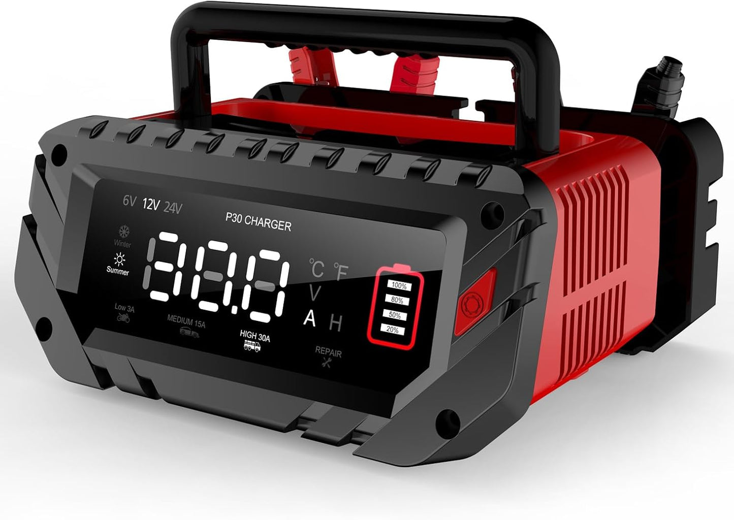 20-Amp Lifepo4 Lithium AGM Gel Smart Battery Charger, 12V/20A 24V/10A Trickle Charger, Maintainer for car Boat Motorcycle, Lawn Mower