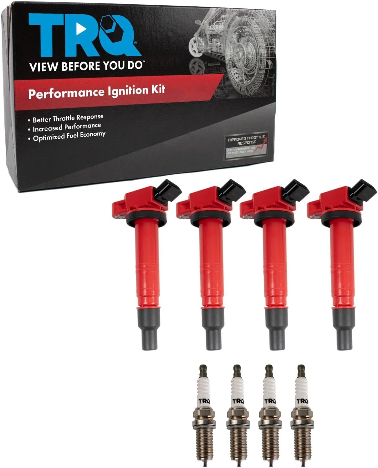 TRQ Ignition Kit Ignition Coil Spark Plugs Compatible with 92-01 Ford 91-97 Lincoln Mercury