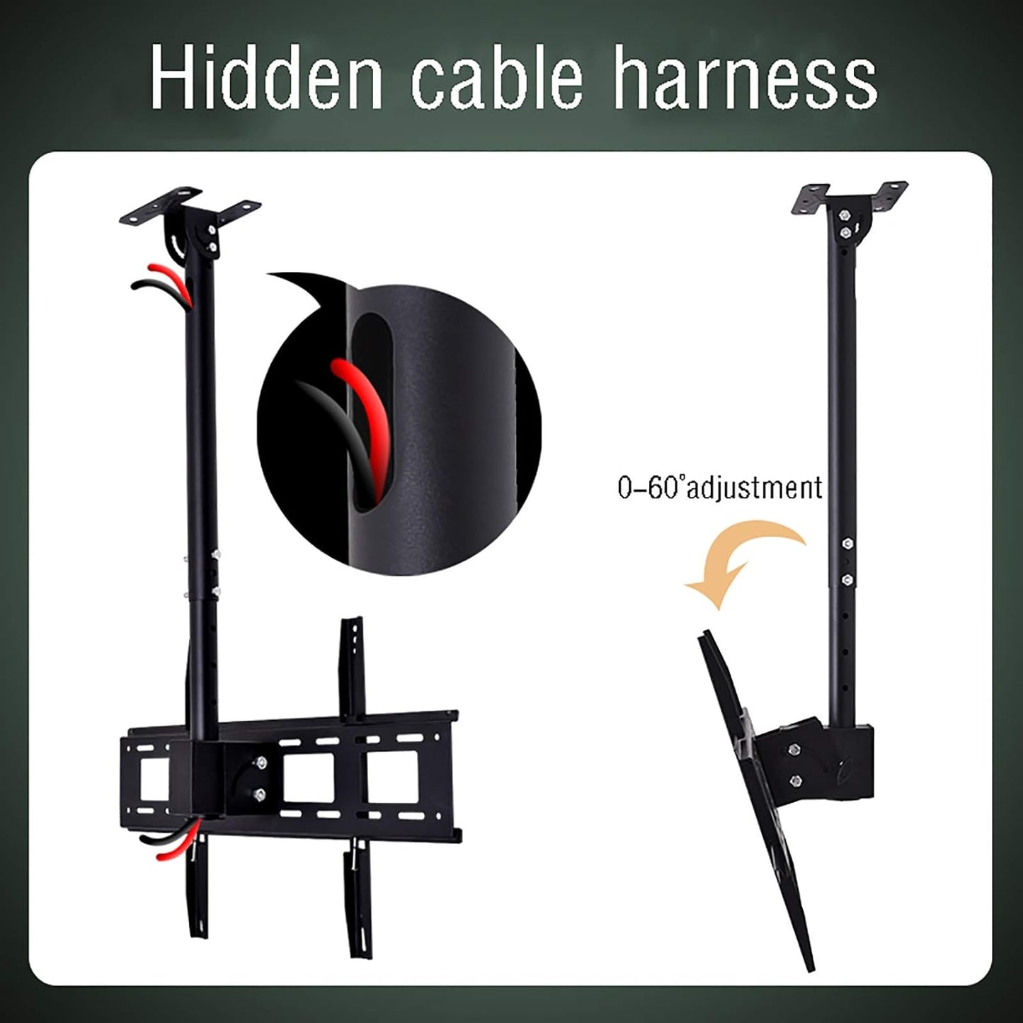 TV Stand,Tv Wall Mount Adjustable Ceiling TV Mount Bracket, Swivel and Tilt TV Mount Fit Most LCD Flat Sn and Curved TVs, with Loading 170 Lbs, Mount On Ceilings (2m)