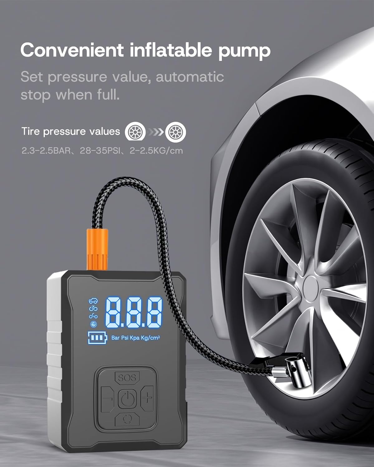 2025 Upgrade Jack Pads for Tesla Model 3/Y Accessories 2025, Wireless Universal Tire Inflator Pump Set with Built-in Tire Repair Kits for Tesla Model 3/Y/X/S [Not Fit Austin Built Model Y]