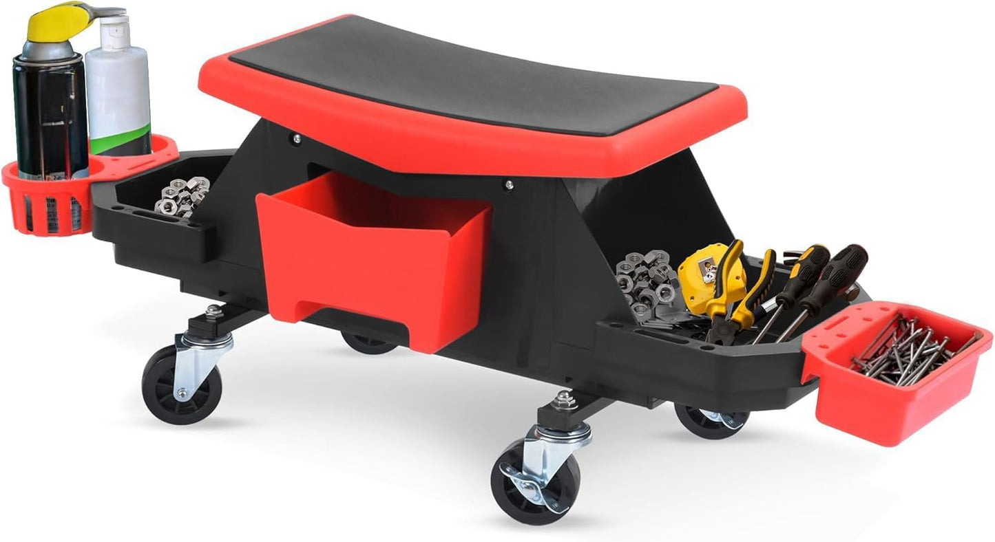 YITAHOME Mechanic Stool 330 LBS with Wheels, Heavy Duty Rolling Mechanics Seat, Rolling Tool Seat for Automotive Auto Repair