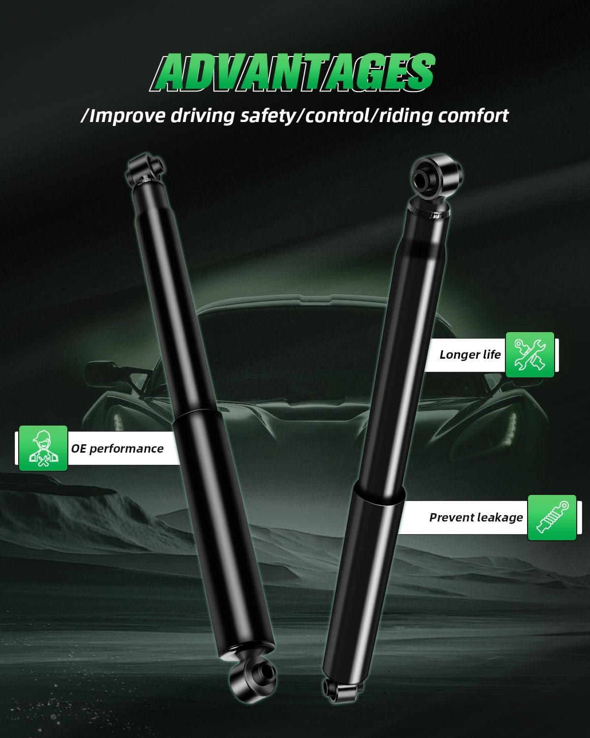 SCITOO Gas Strut Shock Absorber Rear fit 2005-2010 for Dodge Dakota (Pack of 2)