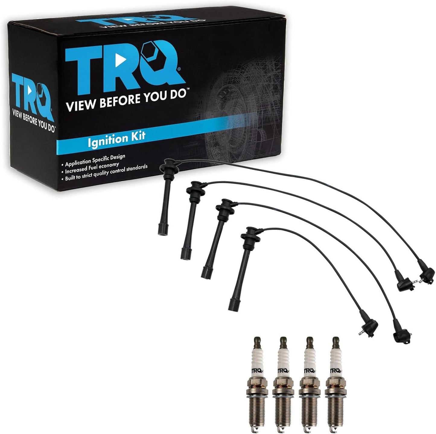 TRQ Ignition Kit Spark Plugs Wire Set Compatible with 2011-2019 Ford Fiesta