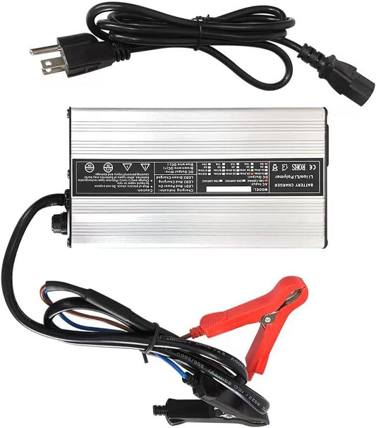 48V / 58.4V 8A Lithium Battery Charger 110V 120V 500W with Cooling Fan and Alligator Clip Output Lifepo4 Charger Multiple Protection Functions for 16S 48V Lifepo4 Battery