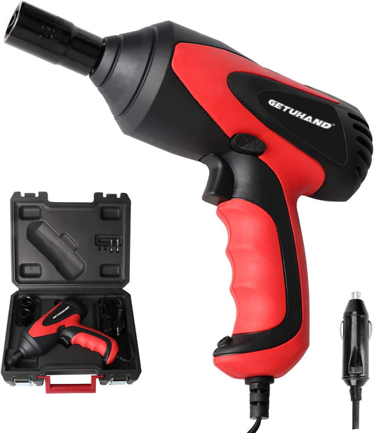 Car Impact Wrench 1/2 Inch & 12 Volt Portable Electric Impact Wrench Kit, Tire Repair Tools with Sockets and Carry Case