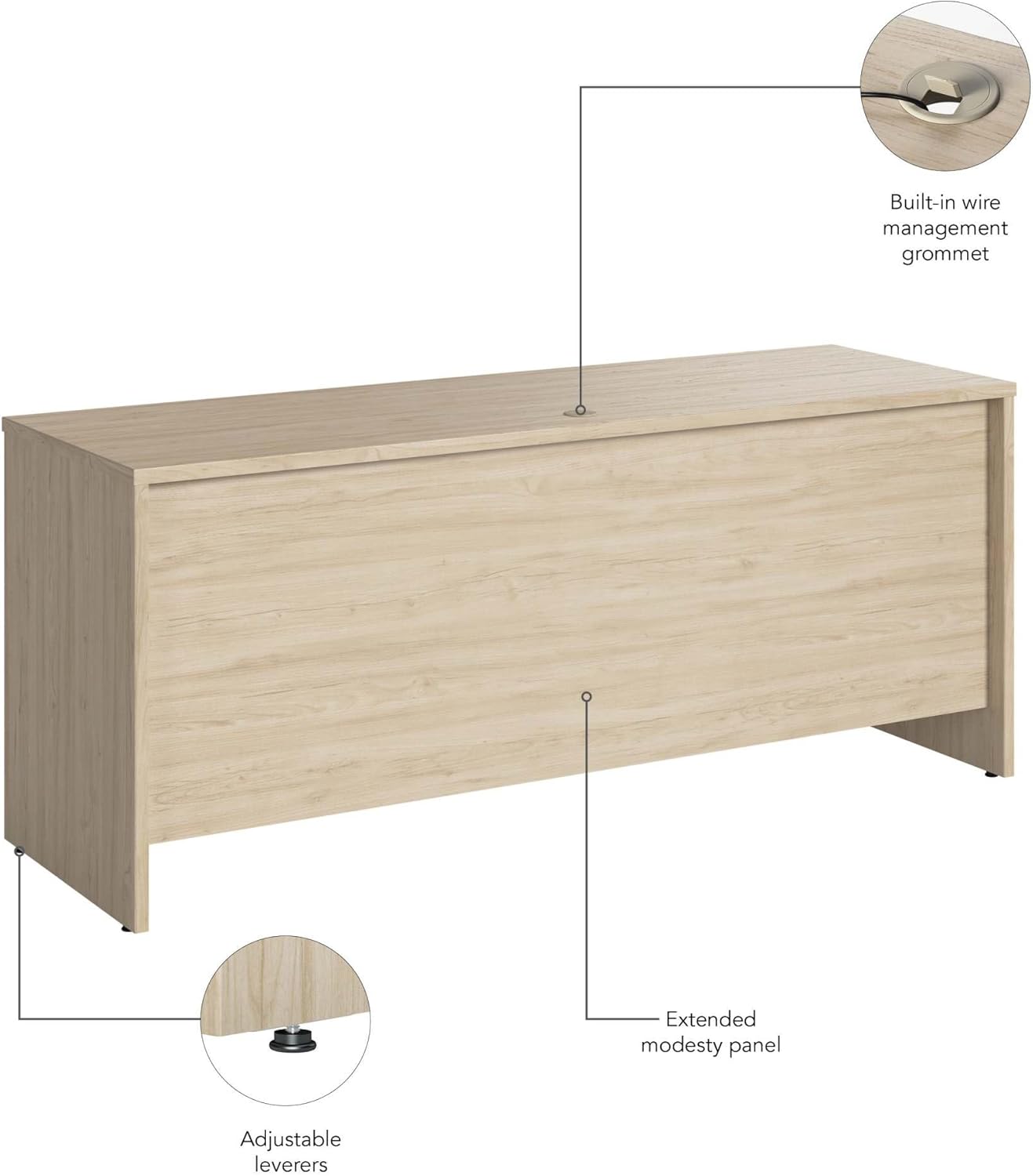 Bush Business Furniture Studio C 72W x 24D Credenza Desk in Natural Elm, Computer Table for Home or Professional Office