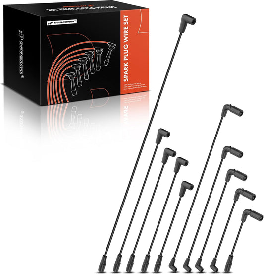 A-Premium Ignition Spark Plug Wires Set of 10 Compatible with Chevrolet Impala, Camaro, Caprice & Buick Commercial Chassis, Roadmaster & Cadillac Commercial Chassis, Fleetwood & Pontiac Firebird