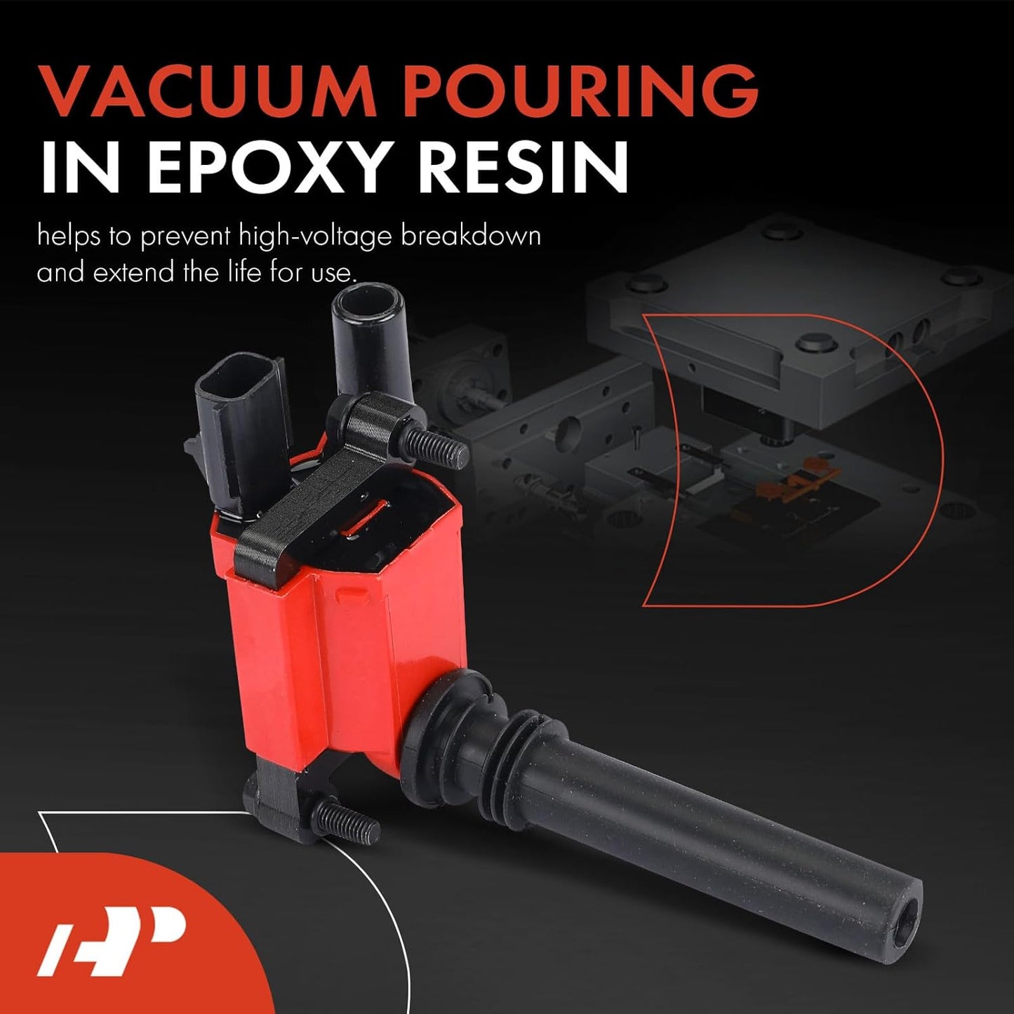 A-Premium (Red) Engine Ignition Coil Pack Compatible with Jeep Grand Cherokee 2005 & Dodge Ram 1500 2500 3500 2003-2005, Durango 2004-2005, Magnum 2005 & Chrysler 300 2005, 5.7L, 8-PC Set