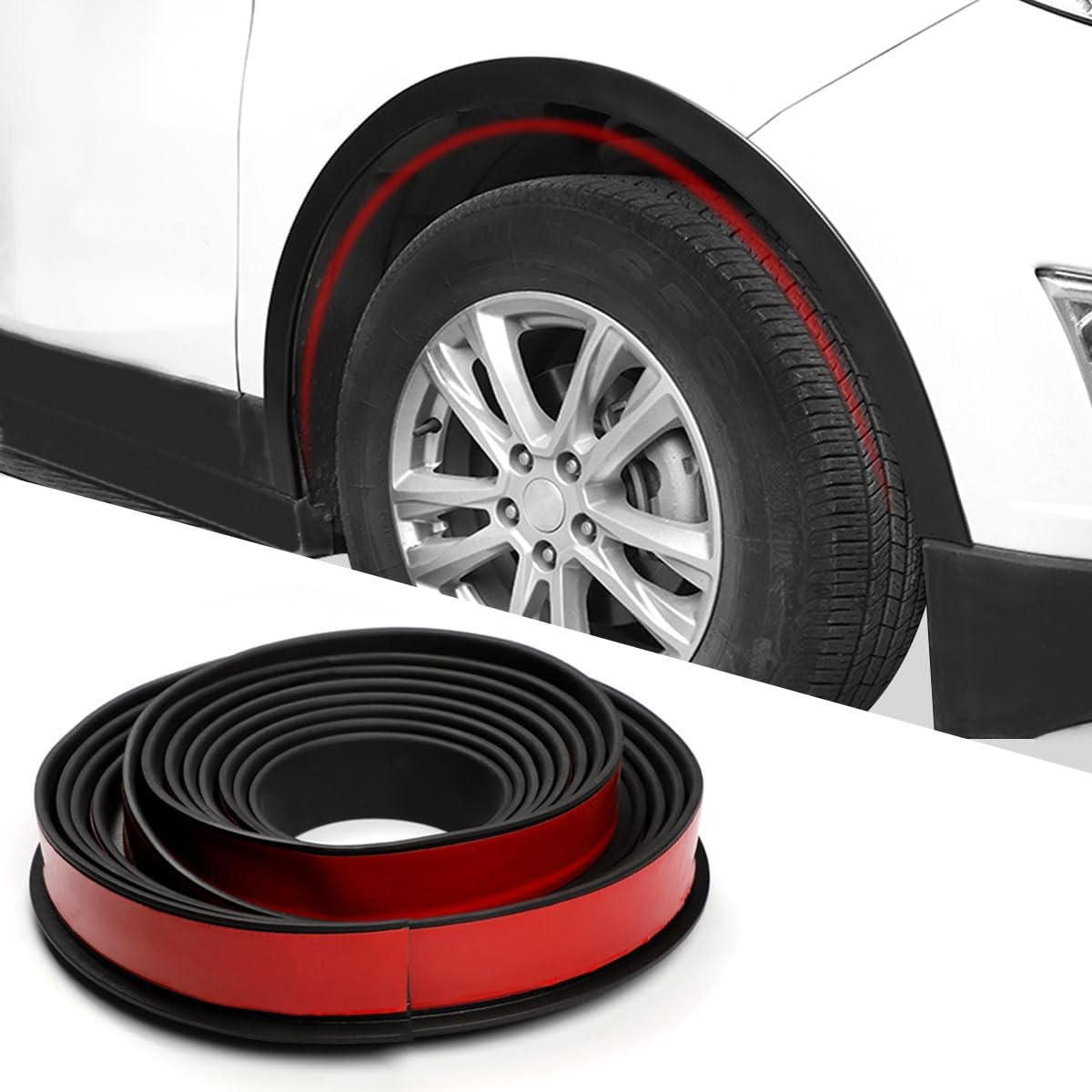XmuxHai 2.17In(5.5CM)*11.5FT*2PCS Car Wheel Eyebrow Arch Trim Lips Strip Fender Flare Protector Universal Rubber Wheel Eyebrow Protector for Car and Truck Fender Flare Edge Trim (5.5CM)