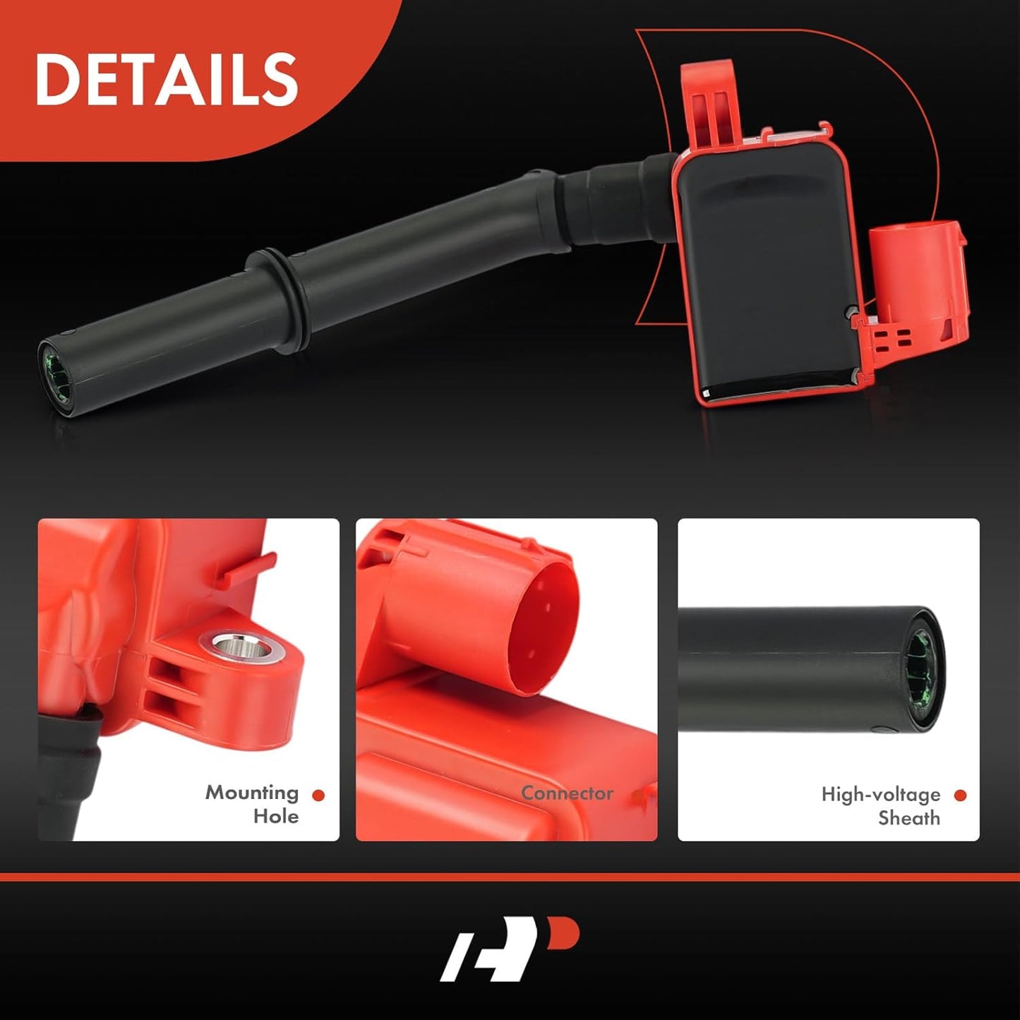 A-Premium (Red) Engine Ignition Coil Pack Compatible with Mercedes-Benz C300, C350, E300, E350, E400, E550, GLK350, GLE550, GL450, S550, S600, SL550, SLK350, R350, E63 GLE63 GL63 S63 GLS63 CLS63 AMG