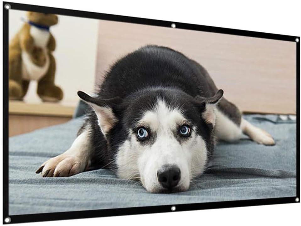 2020 New Projector Simple Curtain Anti-Light Screen 60/72/ 84/100 /120 Home Outdoor Office Portable 4:3 Projector Screen(60 inch)
