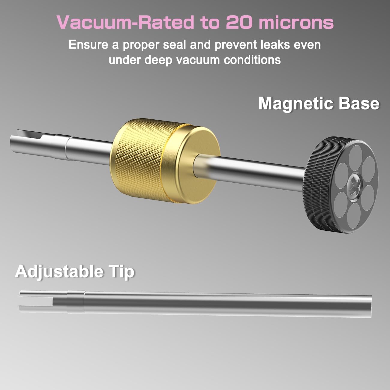 Valve Core Removal Tool for HVAC – Mega Flow Vacuum Rated, 5/16" System Connection for Home AC Appliance, Compatible with R22 R410A R134a, Essential HVAC Tools