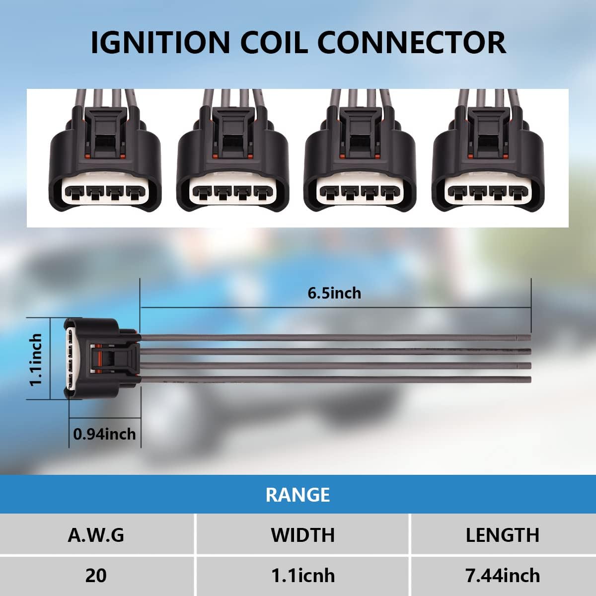 Set of 4 Ignition Coils Pack & Pigtail Connector Wiring Harness Kit Compatible with Lexus IS F Scion xB Toyota Corolla XRS 2.4L 5.0L Replacement for UF495
