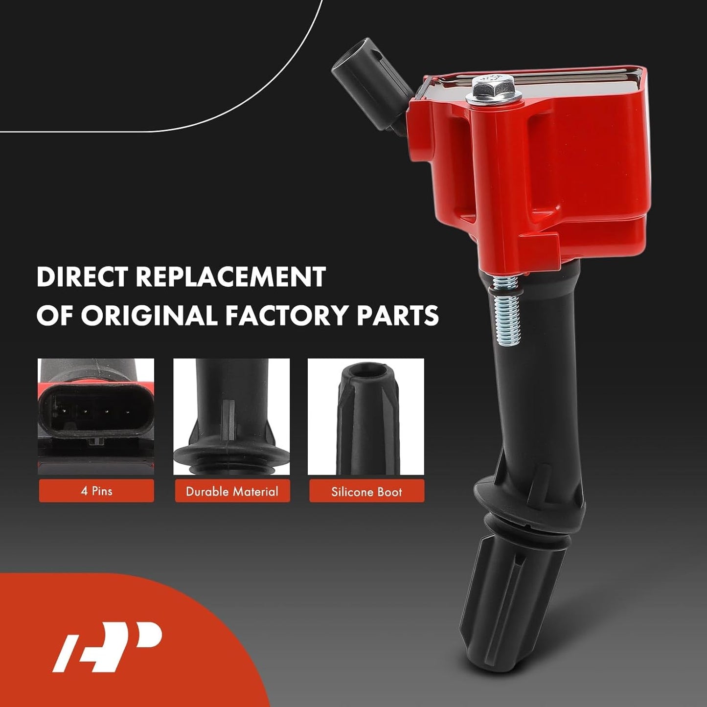 A-Premium (Red) Set of 8 Ignition Coil Pack and Iridium Spark Plugs Compatible with Chevrolet Equinox 2018-2024, Malibu 2016-2024, Cruze 2016-2019, Trax 2022 & GMC Terrain 2018-2023 & Buick Encore