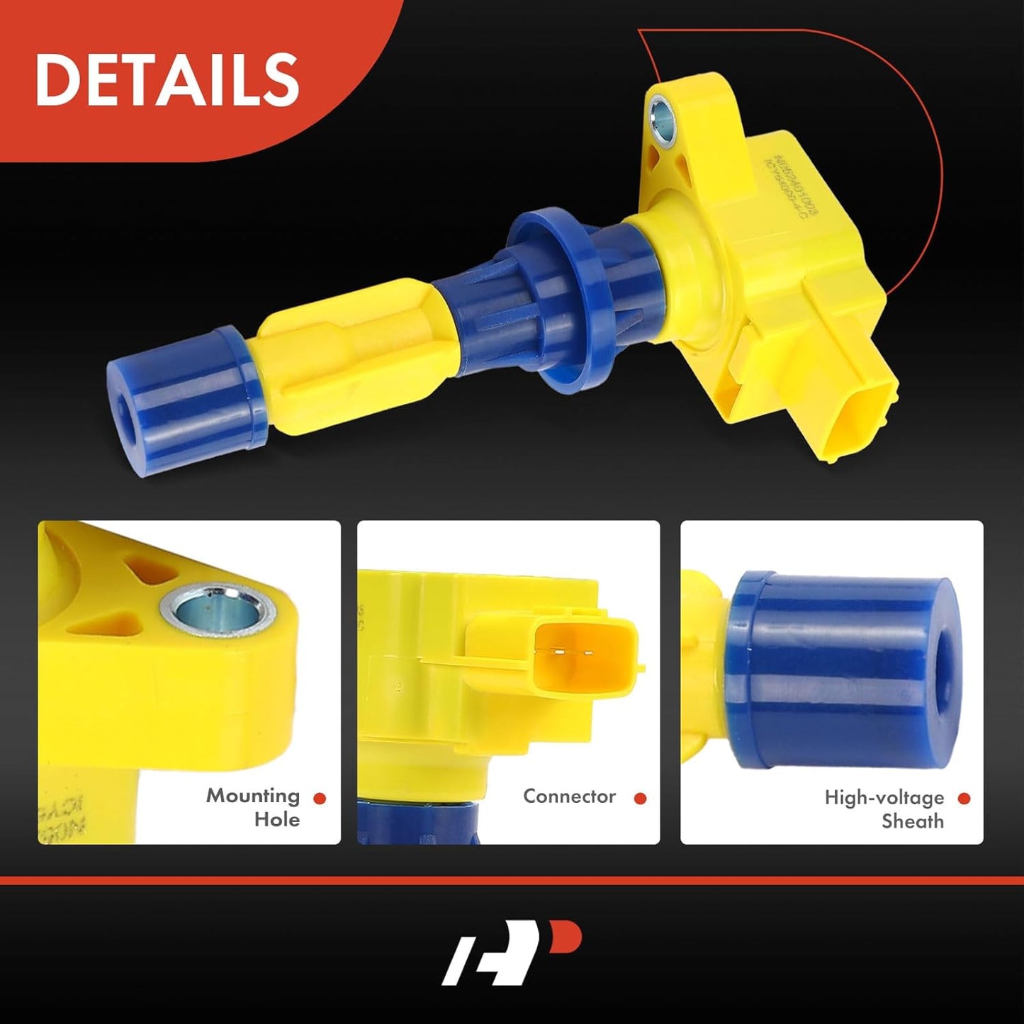 A-Premium (Yellow) Engine Ignition Coil Pack Compatible with Mazda 3 2006-2013, 3 Sport 2009-2010 2012-2013, 6 2006-2013, CX-7 2010-2012, MX-5 Miata 2006-2015, 2.0L 2.3L 2.5L, 4-PC Set
