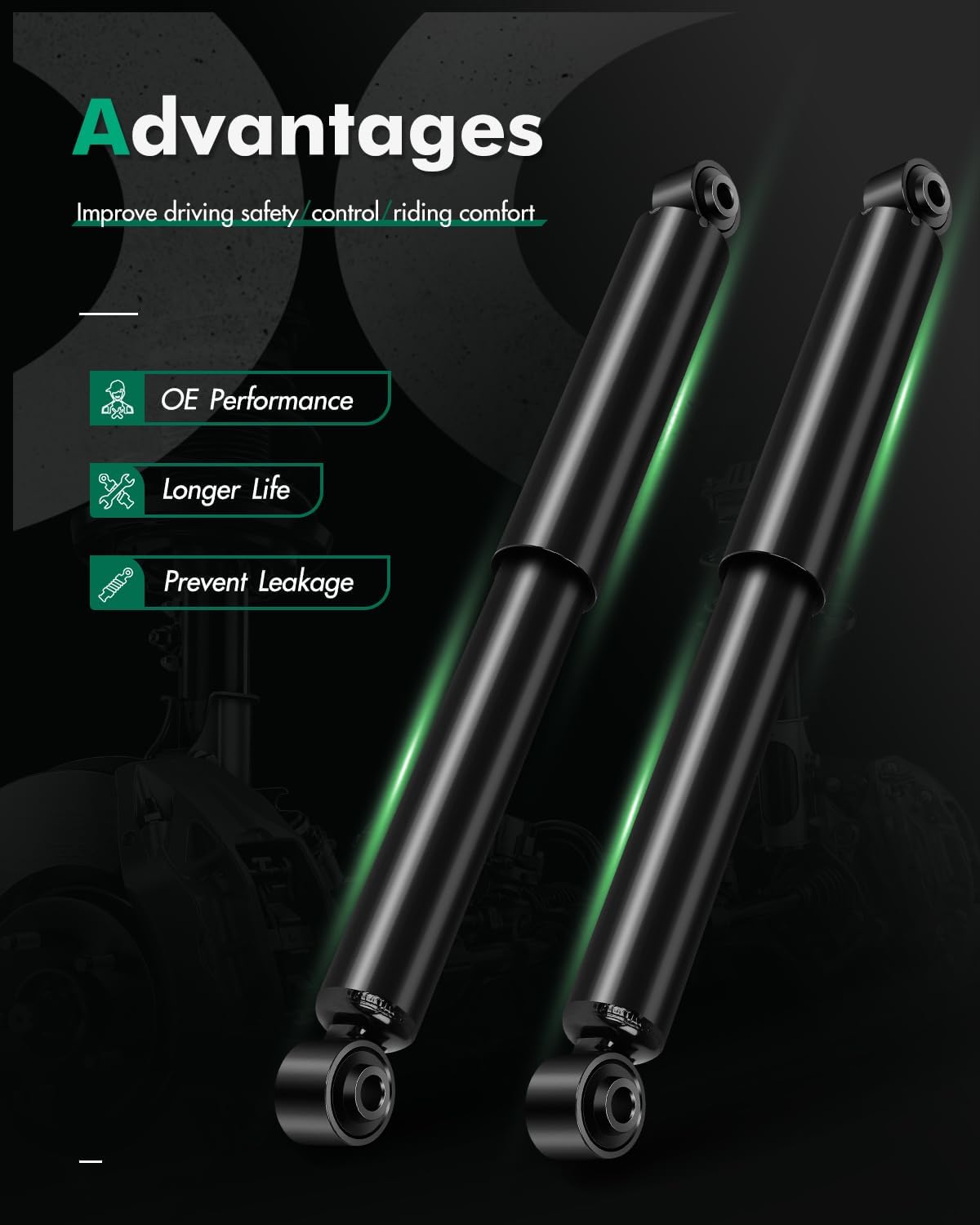 SCITOO - Rear Shock Absorber for Dodge Fits 2002-2007 for Dodge for Ram 1500,2003-2010 for Dodge for Ram 2500,2003-2007 for Dodge for Ram 3500 Shocks 344401 Struts - 2Pc Set