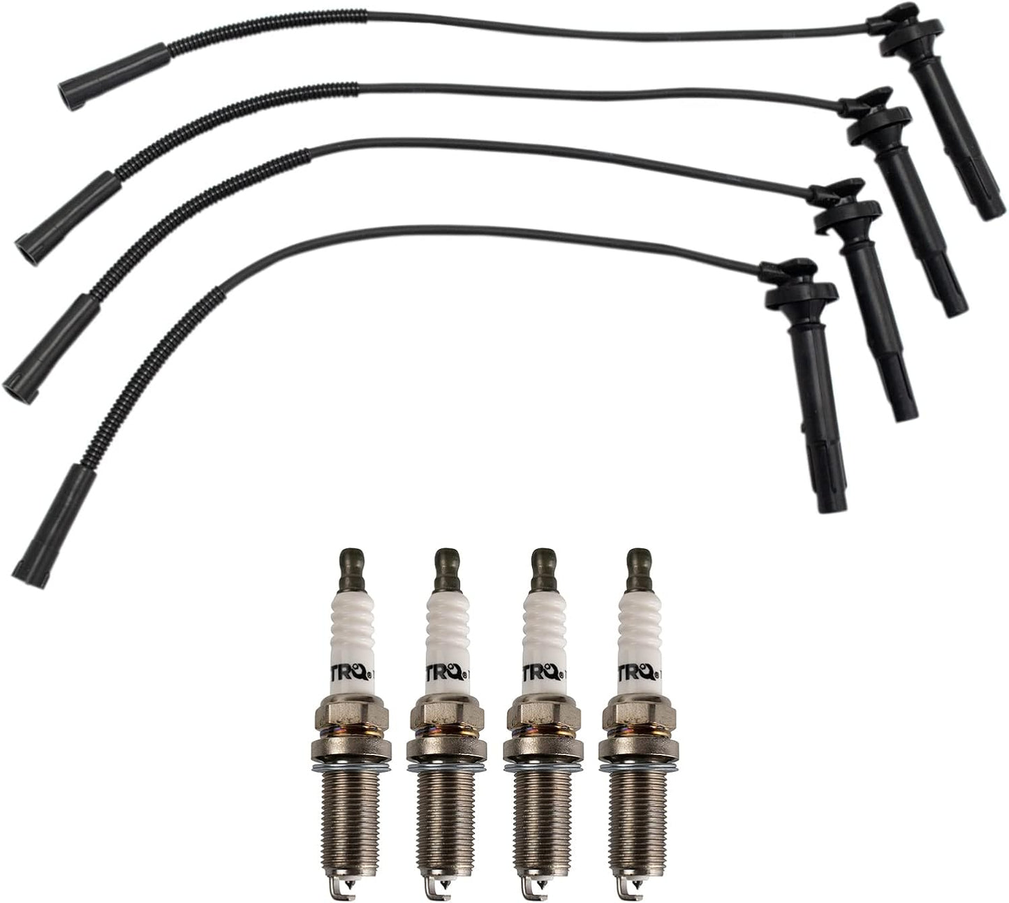 TRQ Ignition Kit Spark Plugs Wire Set Compatible with 2011-2019 Ford Fiesta