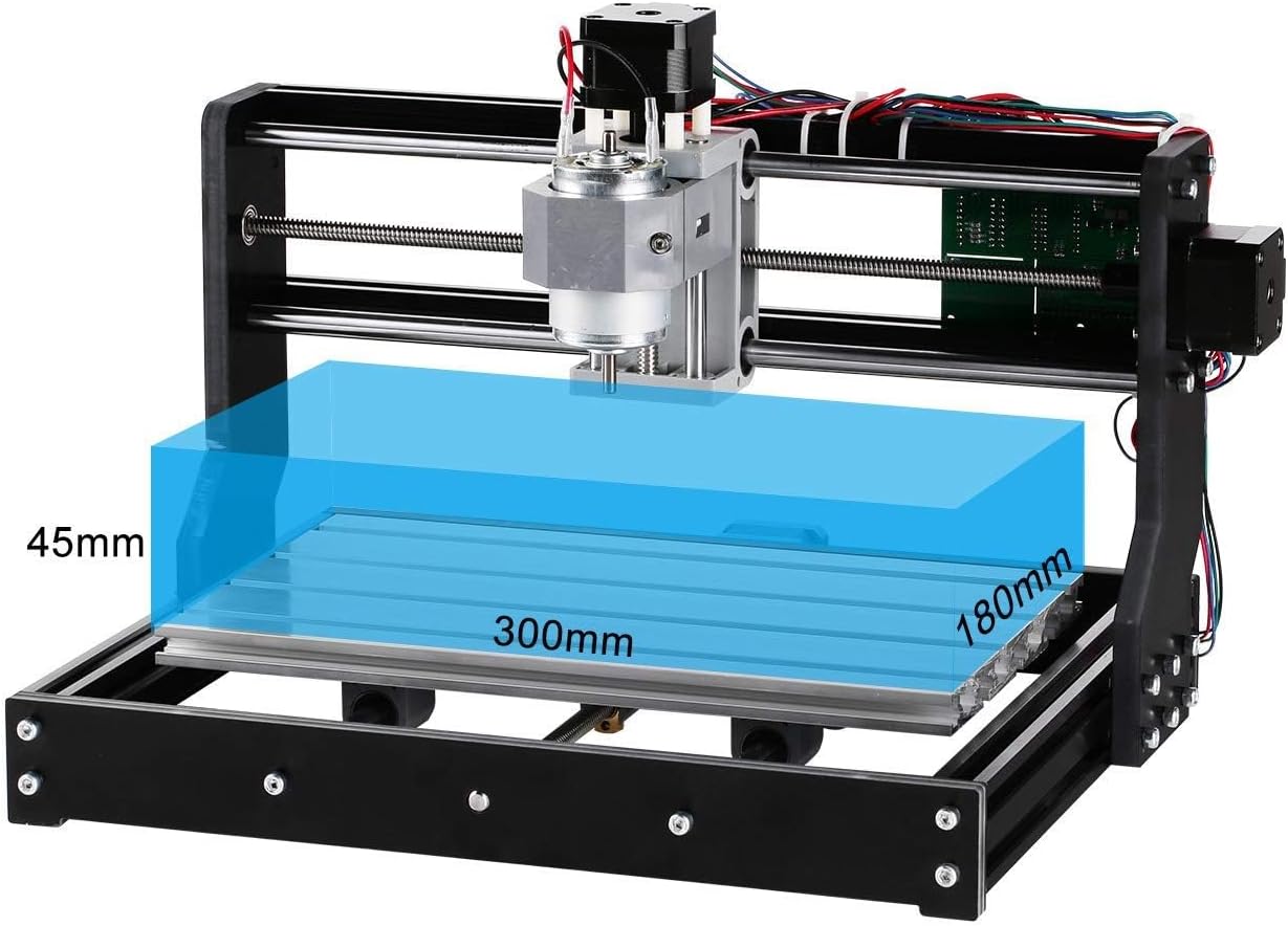 CNC 3018-PRO Router Kit GRBL Control 3 Axis Plastic Acrylic PCB PVC Wood Carving Milling Engraving Machine with Offline Controller, XYZ Working Area 300 x 180 x 45mm
