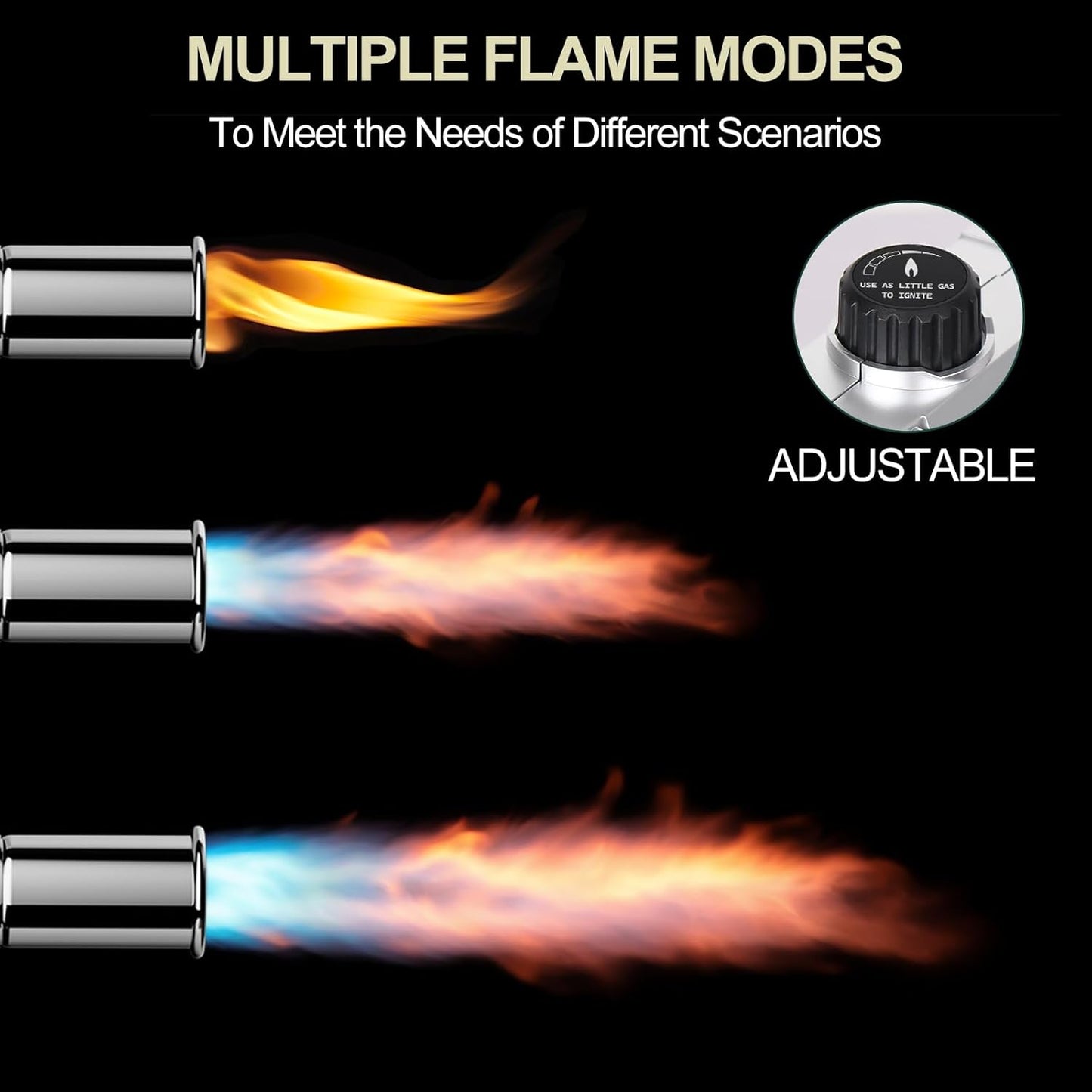 Semlos Propane Torch Head, Powerful Flame Thrower Gun, Adjustable Charcoal Lighter, Searing Torch for BBQ, Camping, Welding (Propane Tank Not Included)