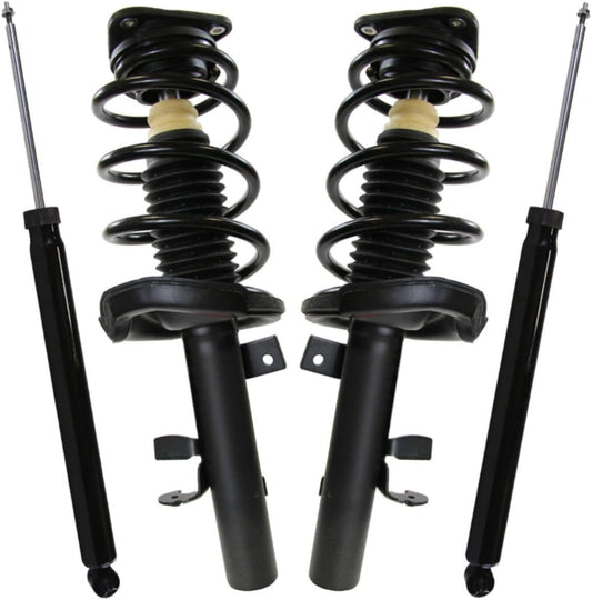 AutoShack Front Complete Strut & Coil Spring Assembly with Rear Shock Absorbers Set for 2012-2013 Ford Focus 2.0L FWD | Full-vehicle Suspension System Replacement Kit CSTKS0064