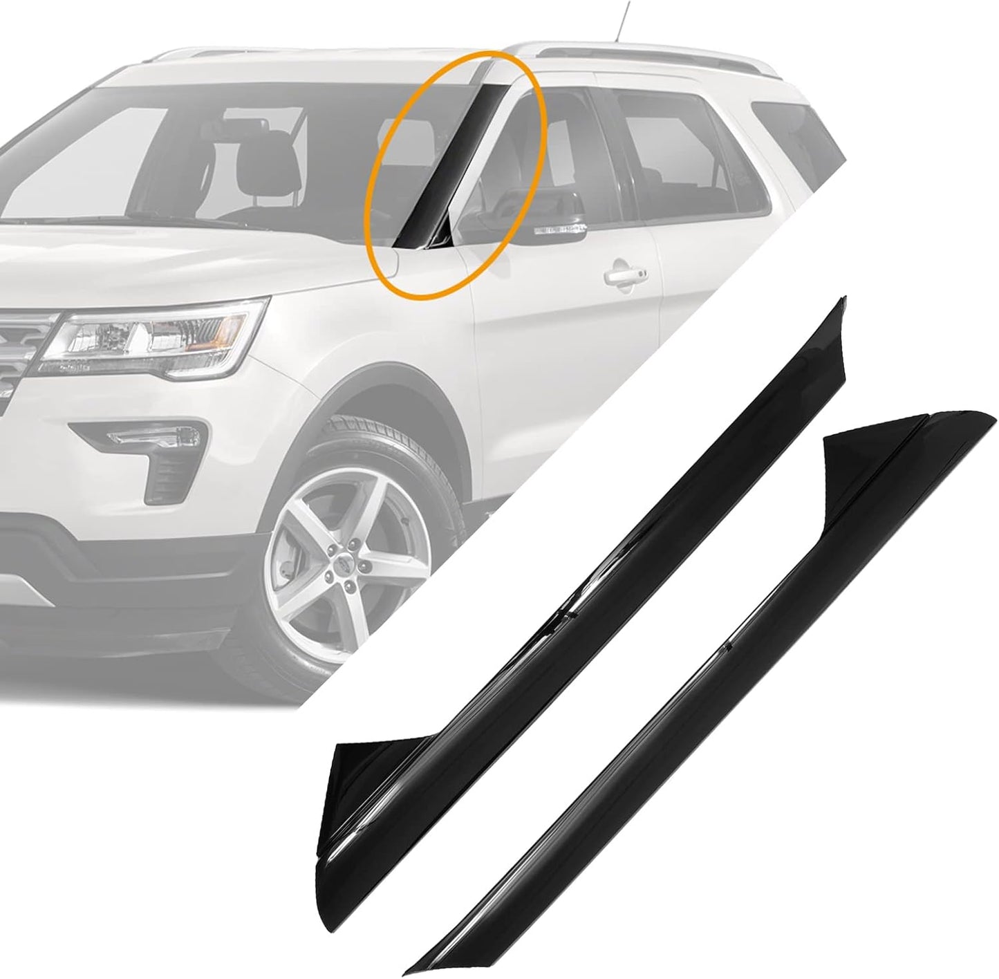 Windshield Trim Molding A-Pillar Set, Compatible with 2011-2019 Ford Explorer,Front Outer & Inner Right Passenger BB5Z7803144AA BB5Z-7803136-AA BB5Z7803136BA BB5Z-7803144-AA 926-451 Window Accessories