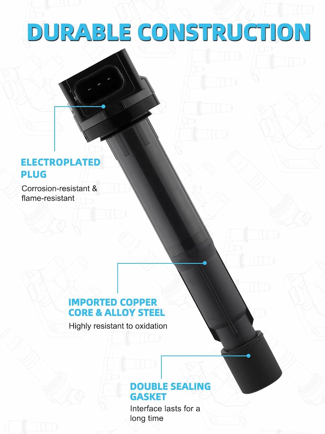 UF417 Ignition Coil SP1018 Spark Plug For Acura TSX 2.4L 2004-2008, RDX 2.3L 2007-2012, Set of 4, OE Replacement UF584 UF52 IC537 GN10370 E897 CUF2875 C775 C1450 5C1440 52-1781
