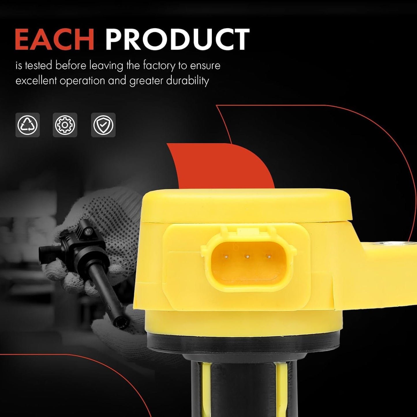 A-Premium (Yellow) Engine Ignition Coil Pack Compatible with Honda Accord 2008-2012, Accord Crosstour, Pilot, Odyssey, Ridgeline, Crosstour & Acura MDX, RDX, TSX, TL, ZDX, RL, 3.5L 3.7L, 6-PC Set