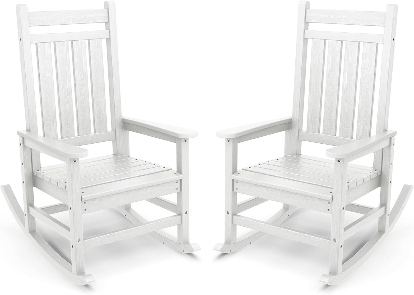 SERWALL Oversized Outdoor Rocking Chair Set of 4, HDPE Rocker for Adults, Patio Rocking Chairs for Porch, Black