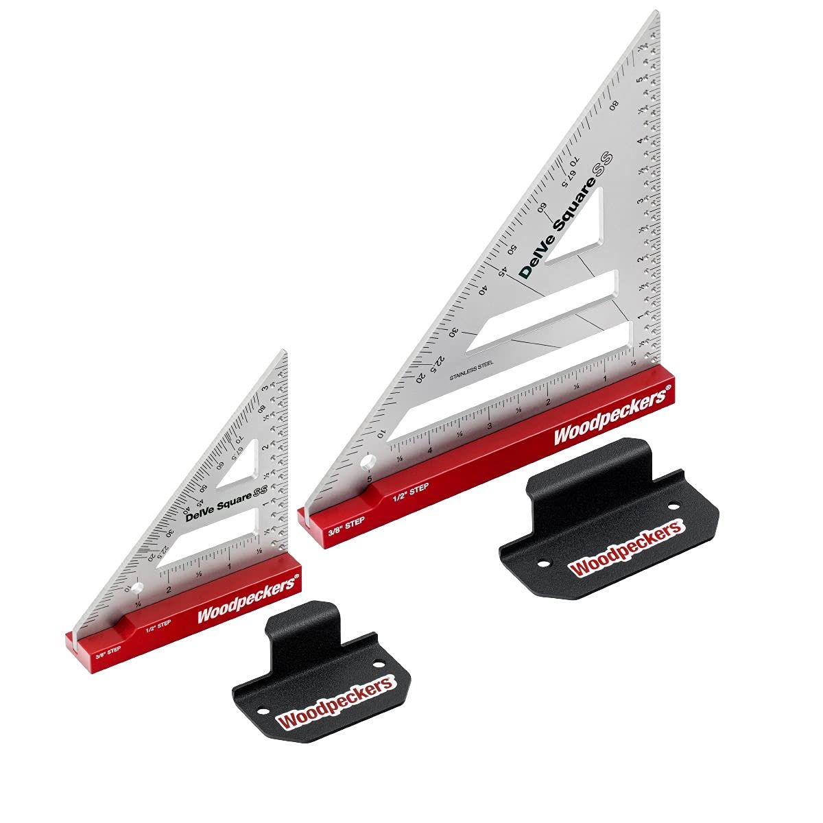 Woodpeckers Delve Square, 10-in-1 Woodworking Layout Tool, 6 Inch, Stainless Steel, Feature Packed Carpenter Square