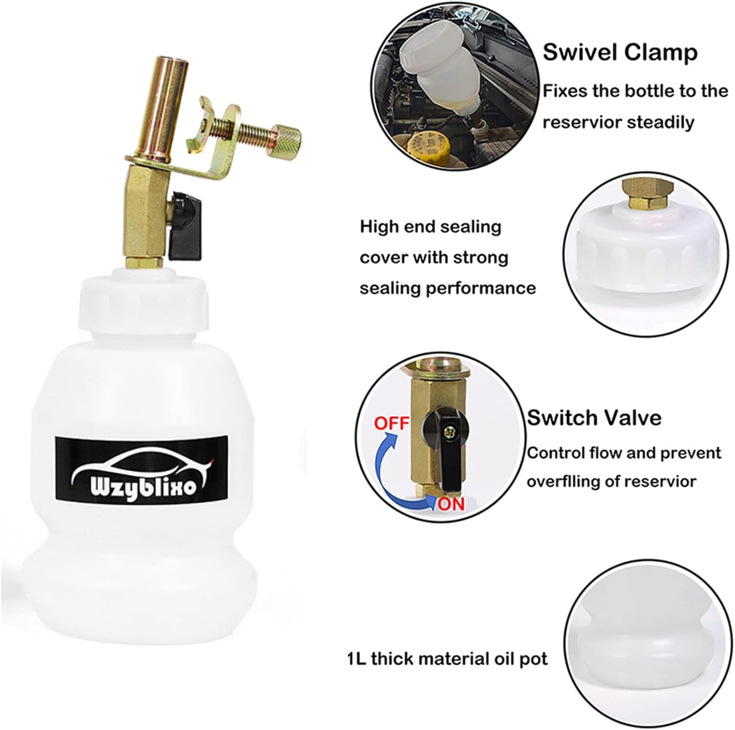 2L Vacuum Brake Bleeder - Vacuum Brake Bleeder Kit with Brake Fluid Extractor and 1L Refilling Bottle with Adapters