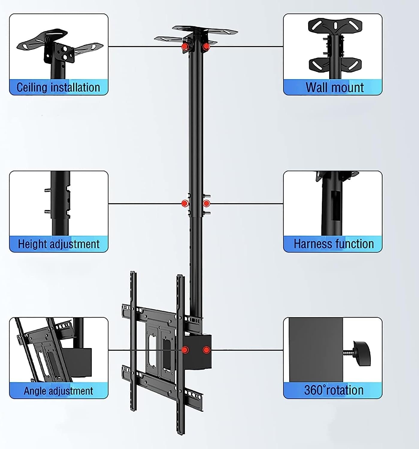 Ceiling TV Mount for 32 65 inch TVs Adjustable Tilt & 30° Swivel Versatile Wall & Ceiling Mount Bracket Multi Functional TV Support for Home & Office