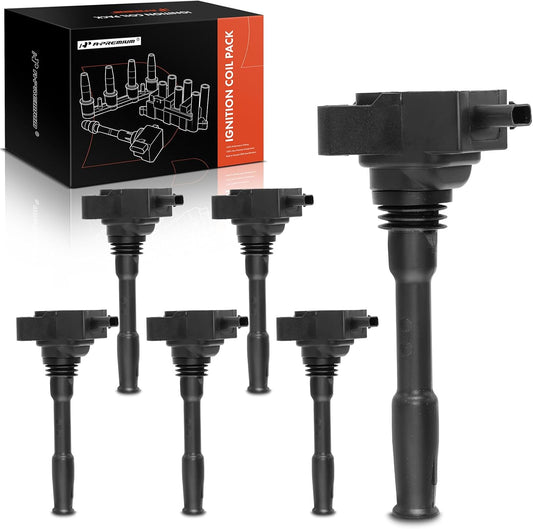 A-Premium Engine Ignition Coil Pack Compatible with Ford F-150 2018-2023, Explorer 2020-2023/2025, Edge 2019-2023, Bronco, Police Interceptor Utility & Lincoln Aviator, Nautilus, 6-PC Set