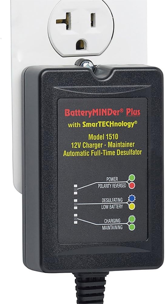 1510: 12 Volt-1.5 Amp Battery Charger, Battery Maintainer, and Battery Desulfator – Designed for Cars, Trucks, Motorcycles, ATV, Boats, RV