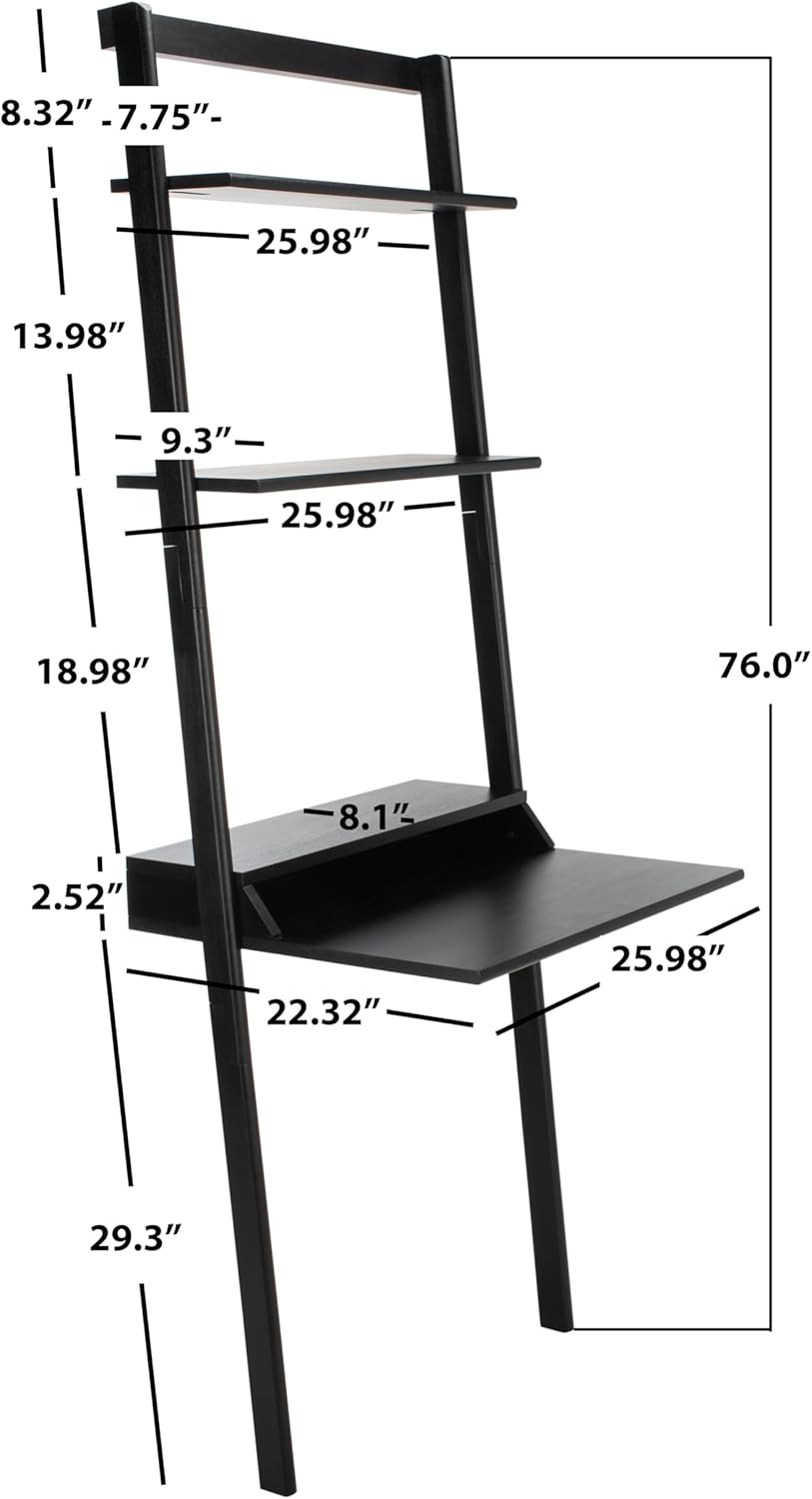 SAFAVIEH Home Collection Pamella Black 2-Shelf Computer Table Office Writing Leaning Desk