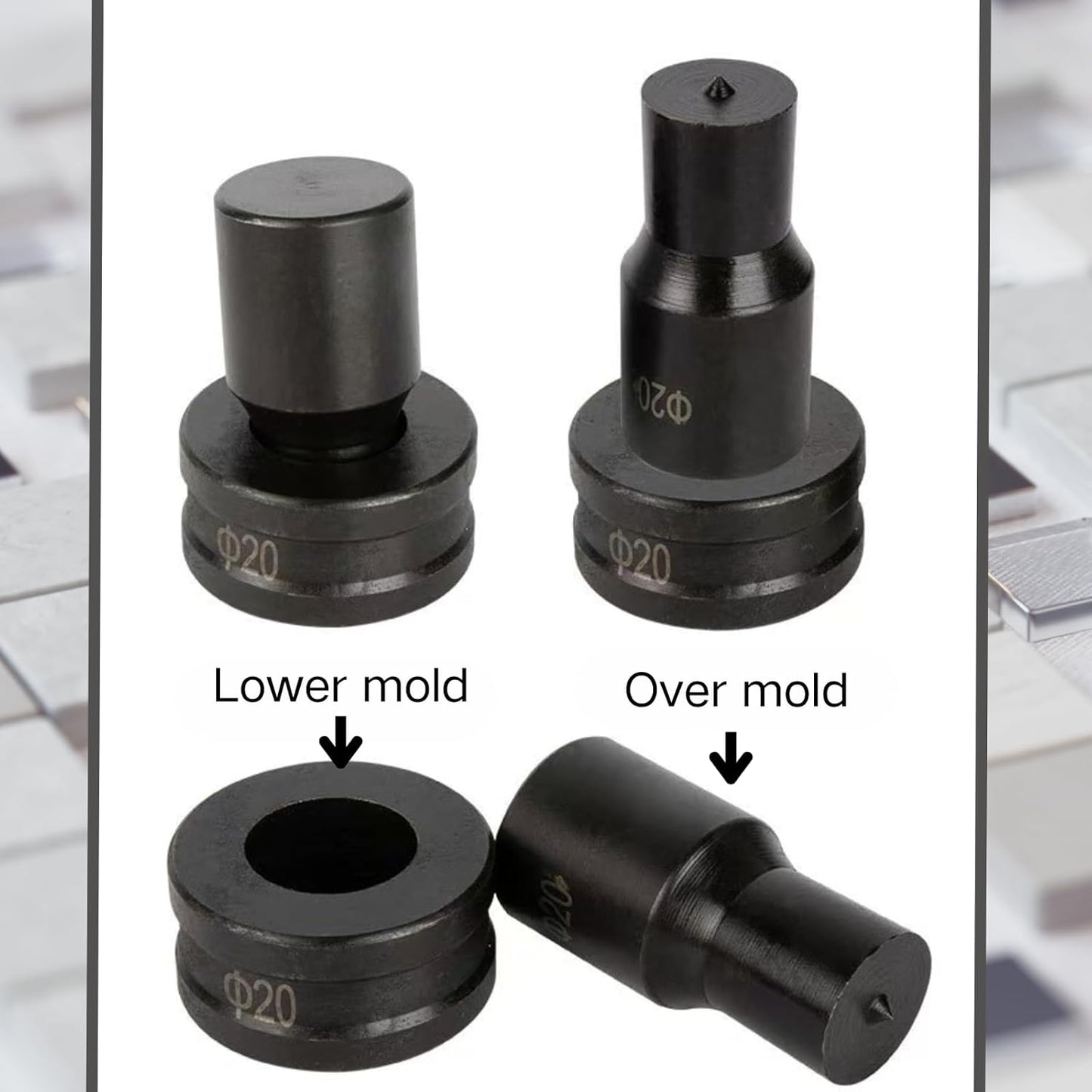 9-Piece Square Hole Punch Die Set for Hydraulic Punch Tool - Compatible with CH-70 Machine, Metal Punching Dies for Steel Sheet, Copper Plate, Aluminum Plate (9-Piece Square Hole Punch Die Set)