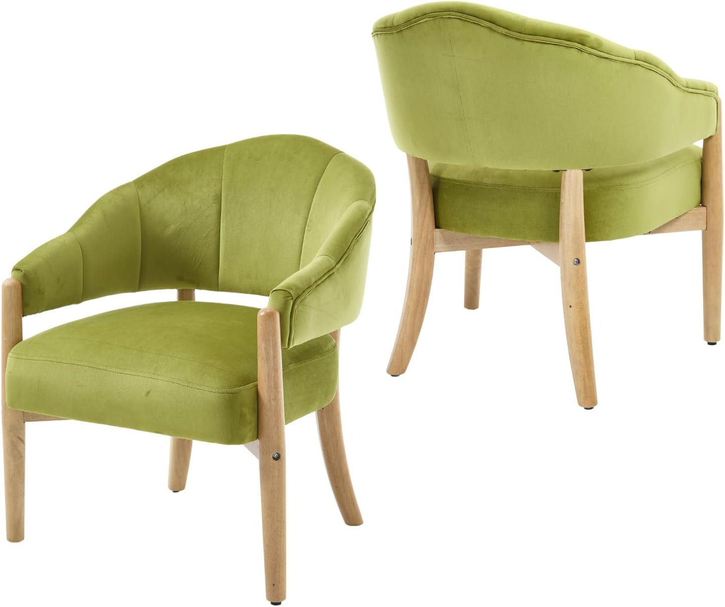 CIMOTA White Accent Chairs Set of 2 Farmhouse Fabric Barrel Chairs Linen Upholstered Armchairs with Wood Legs, 21.5" Wide Comfy Reading Chairs Side Sitting Chairs for Living Room/Bedroom/Makeup