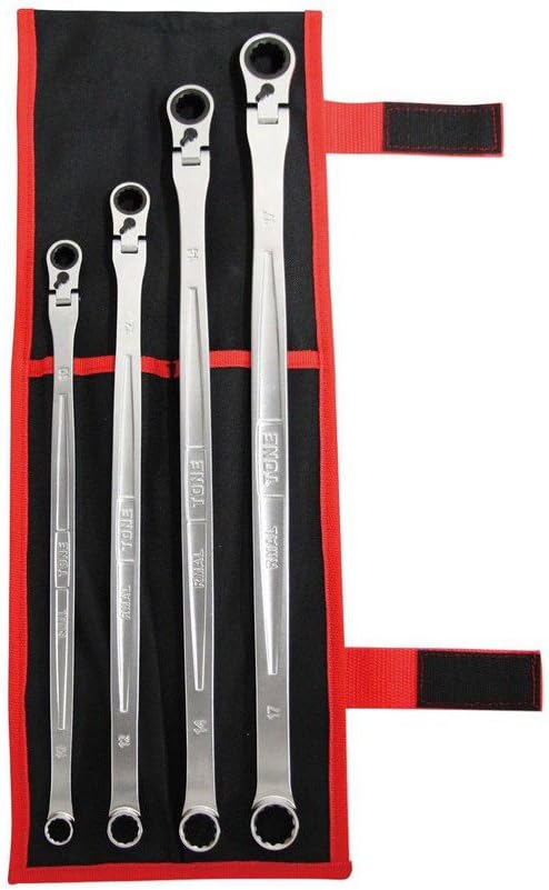 TONE Ratchet Ring Wrench Long Flex Head Set RMA400L Black 4-Piece