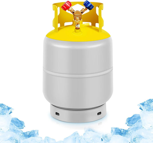 30 LB Refrigerant Recovery Tank for R12, R22, R134A, R410A Reusable Recovery Cylinder Tank 1/4 SAE Y-Valve Recovery Can Without Float Switch for Tank AC Freon Recovery Tank Cylinder Tank