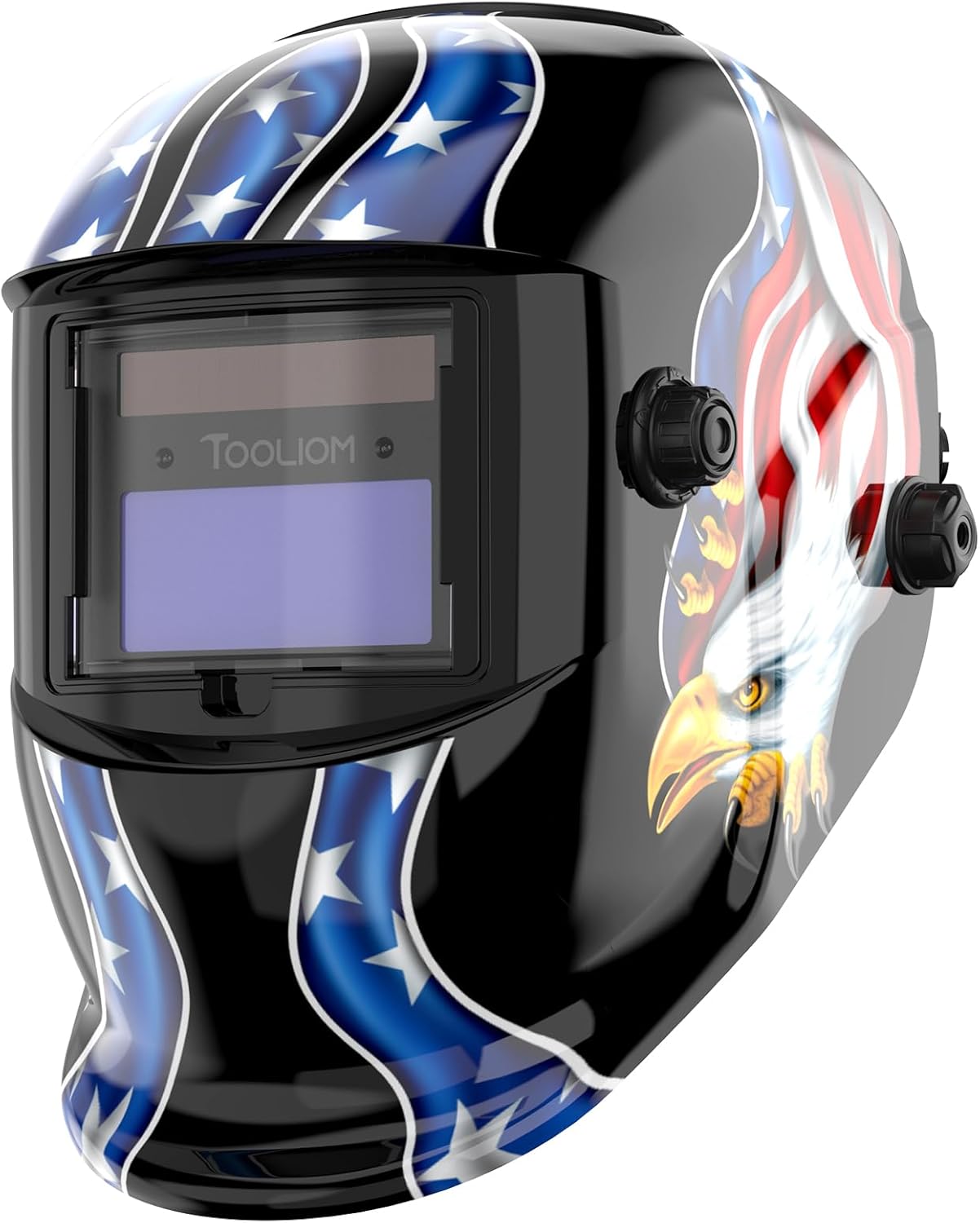 TOOLIOM Solar Powered Welding Helmet Auto Darkening for TIG MIG ARC Welder Mask with Adjustable Shade Range 4/9-13 Blue Eagle Design