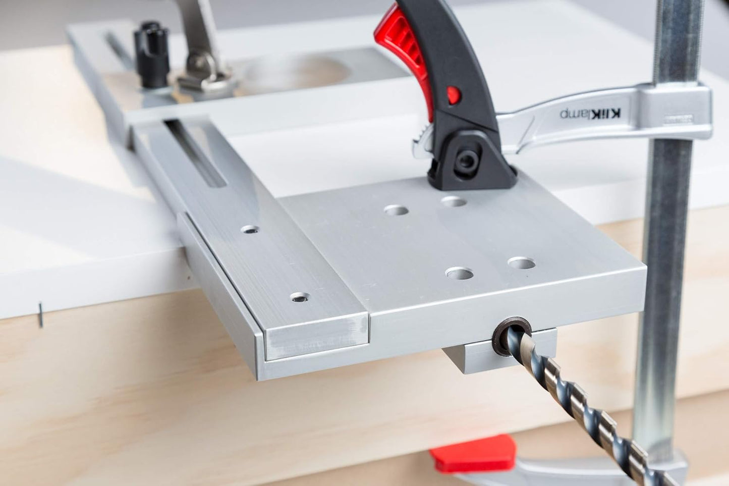 Cabinet Light Jig MAX, 2-1/8" and 2-1/4" Forstner Bits with Case - for LED Puck and Strips - Made in USA - True Position Tools