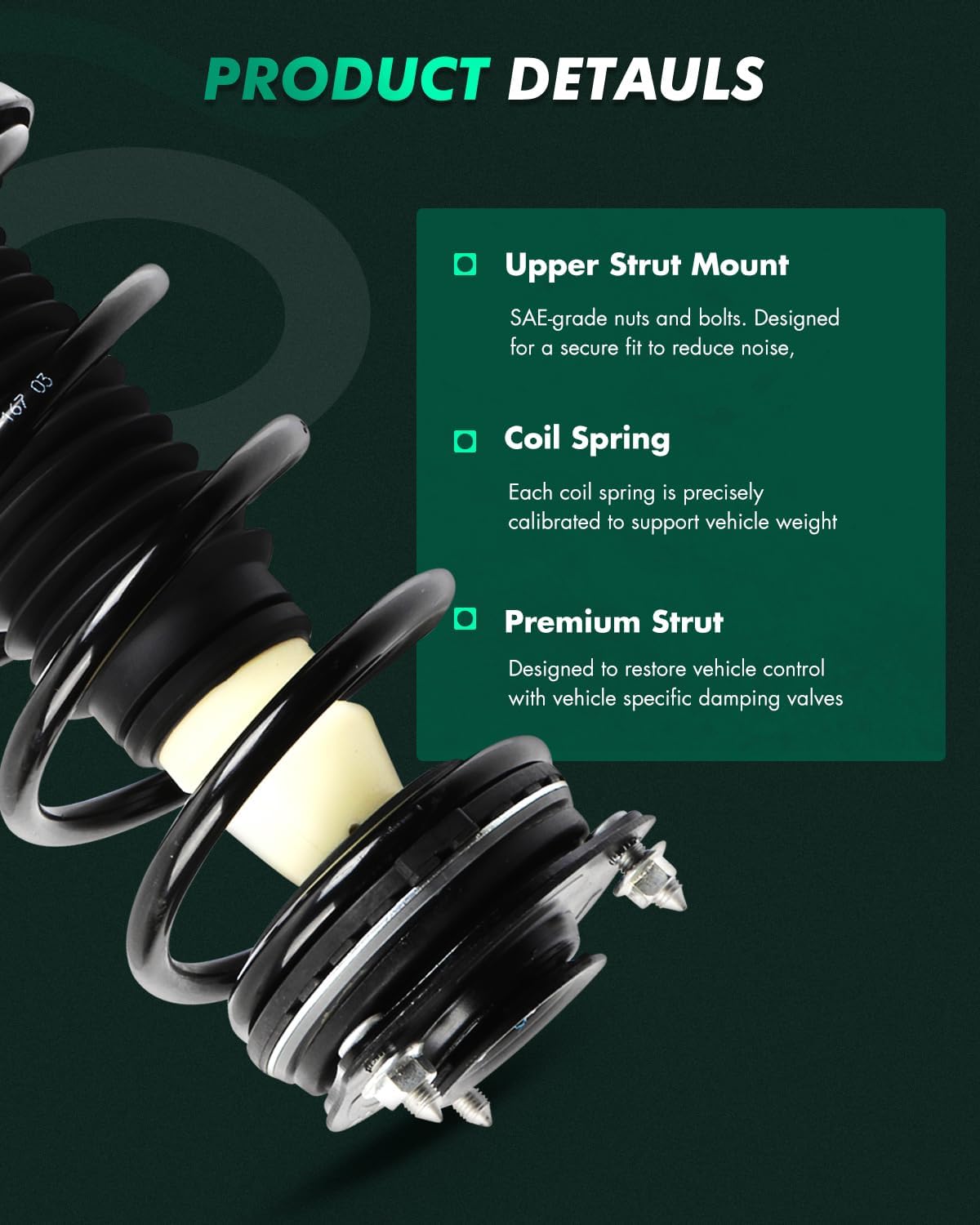 SCITOO Front Complete Strut Assembly and Coil Spring for Acura CSX 2006-2011,for Honda Civic 2006-2011 Struts Shocks Replace 172287 172286 - Set of 2